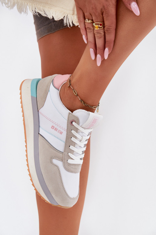 zamšādas  modeļa apavi  Big Star RR274A047 HI-POLY SYSTEM smilšu krāsas-baltas krāsas