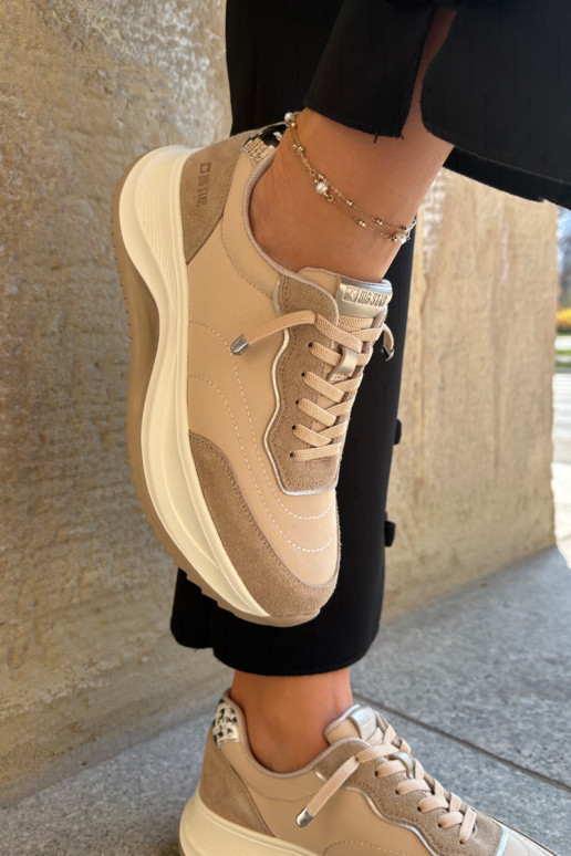 zamšādas  modeļa apavi  ar platformu Big Star RR274A345 HI-POLY SYSTEM smilšu krāsas