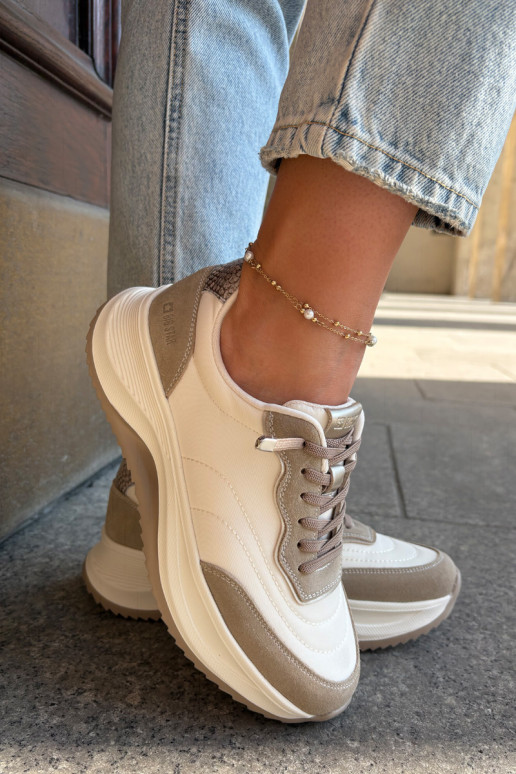 zamšādas  modeļa apavi  ar platformu Big Star RR274A344 HI-POLY SYSTEM smilšu krāsas