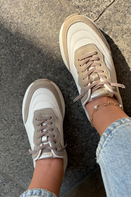 zamšādas  modeļa apavi  ar platformu Big Star RR274A344 HI-POLY SYSTEM smilšu krāsas