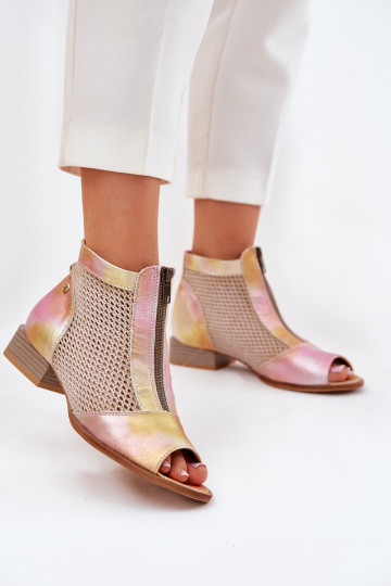 sieviešu zābaki  ar platiem papēžiem Z Odkrytymi Palcami  06413-15 rozā krāsa-oranžas krāsas