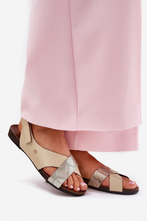 Sieviešu basenes  ar lipīgām aizdarēm Zazoo 40141 smilšu krāsas-Zelta krāsas Sieviešu basenes  ar lipīgām aizdarēm Zazoo 40141 smilšu krāsas-Zelta krāsas