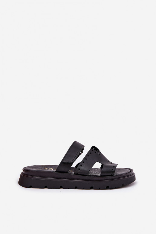 sieviešu čības Z Naturalnej Skóry ar platformu Zazoo 40440 Melns