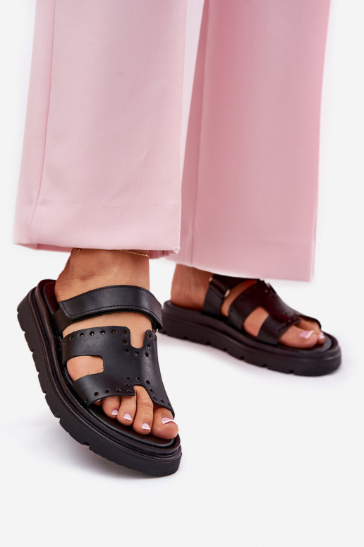 sieviešu čības Z Naturalnej Skóry ar platformu Zazoo 40440 Melns