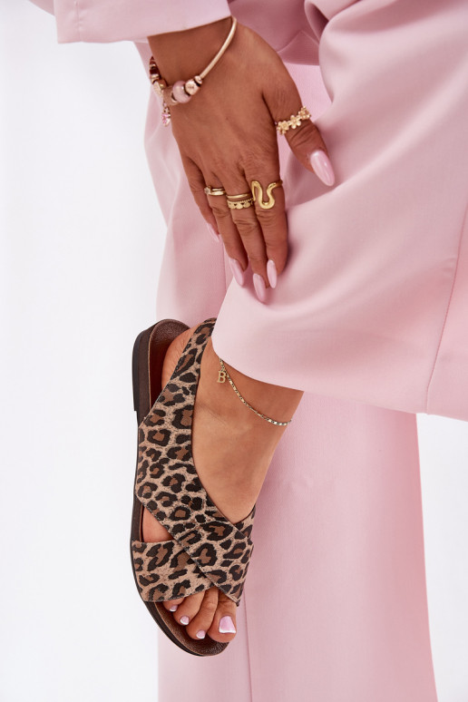 sandales    ar leoparda kažokādas rakstu brūnas krāsas Zazoo 40407 sandales    ar leoparda kažokādas rakstu brūnas krāsas Zazoo 40407