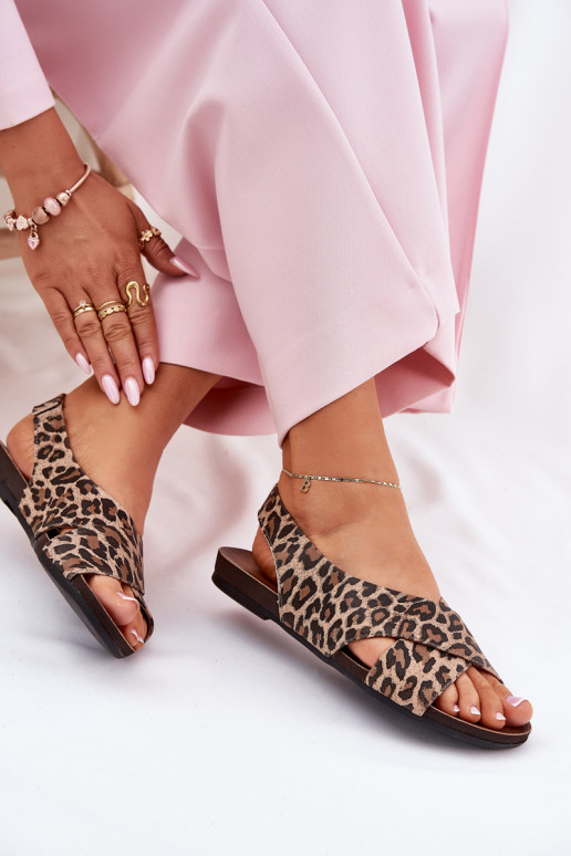 sandales    ar leoparda kažokādas rakstu brūnas krāsas Zazoo 40407 sandales    ar leoparda kažokādas rakstu brūnas krāsas Zazoo 40407