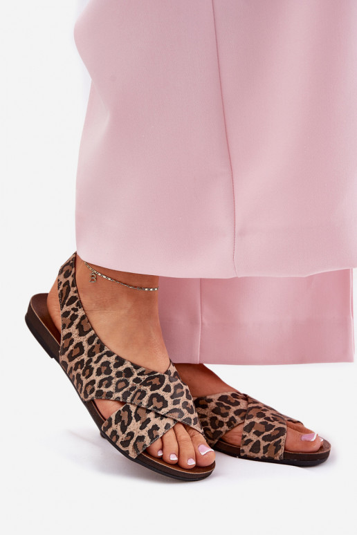 sandales    ar leoparda kažokādas rakstu brūnas krāsas Zazoo 40407 sandales    ar leoparda kažokādas rakstu brūnas krāsas Zazoo 40407