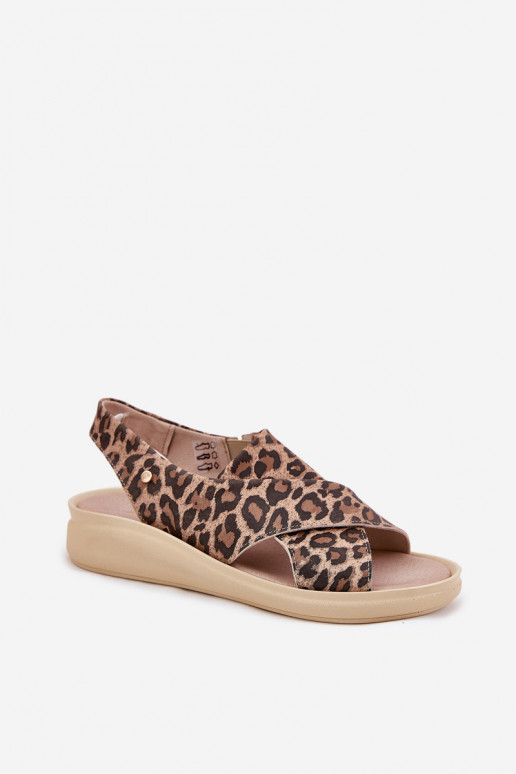 Zazoo 40392 sieviešu sandales ar leopardu rakstu brūnā krāsā