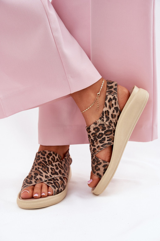 Zazoo 40392 sieviešu sandales ar leopardu rakstu brūnā krāsā