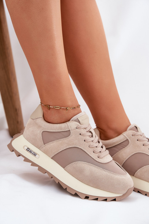 zamšādas  modeļa apavi ar platformu  Big Star RR274897 HI-POLY SYSTEM smilšu krāsas