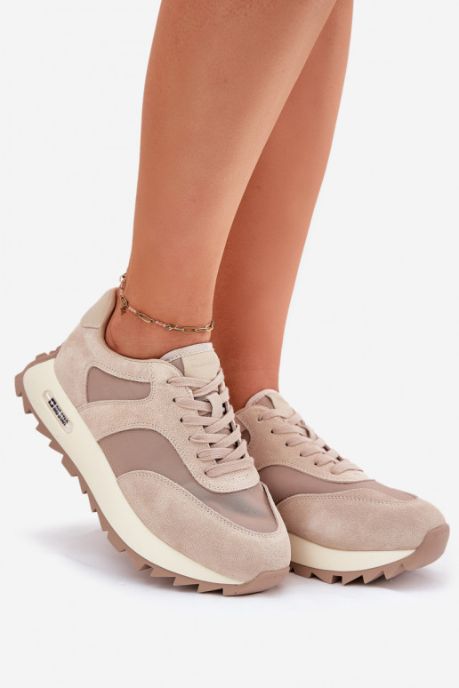 zamšādas  modeļa apavi ar platformu  Big Star RR274897 HI-POLY SYSTEM smilšu krāsas