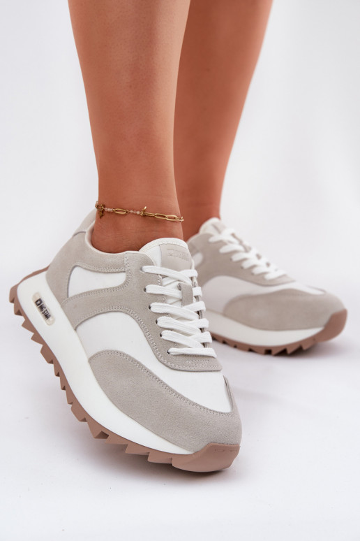 zamšādas  modeļa apavi ar platformu  Big Star RR274896 HI-POLY SYSTEM Baltas-Pelēkas krāsas