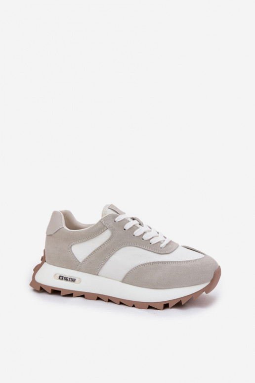 zamšādas  modeļa apavi ar platformu  Big Star RR274896 HI-POLY SYSTEM Baltas-Pelēkas krāsas