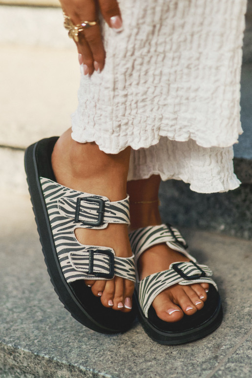 sieviešu zamšādas čības ar sprādzēm D.Franklin DFSH405002 Zebra sieviešu zamšādas čības ar sprādzēm D.Franklin DFSH405002 Zebra