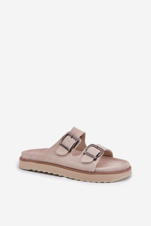 sieviešu zamšādas čības ar sprādzēm D.Franklin DFSH405001 smilšu krāsas sieviešu zamšādas čības ar sprādzēm D.Franklin DFSH405001 smilšu krāsas