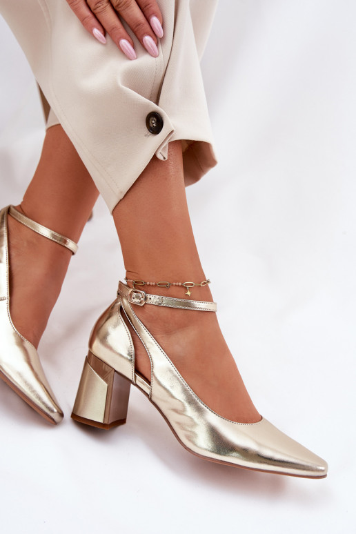 Kurpes ar papēdi  K6816-25 Zelta krāsas   Kurpes ar papēdi  K6816-25 Zelta krāsas