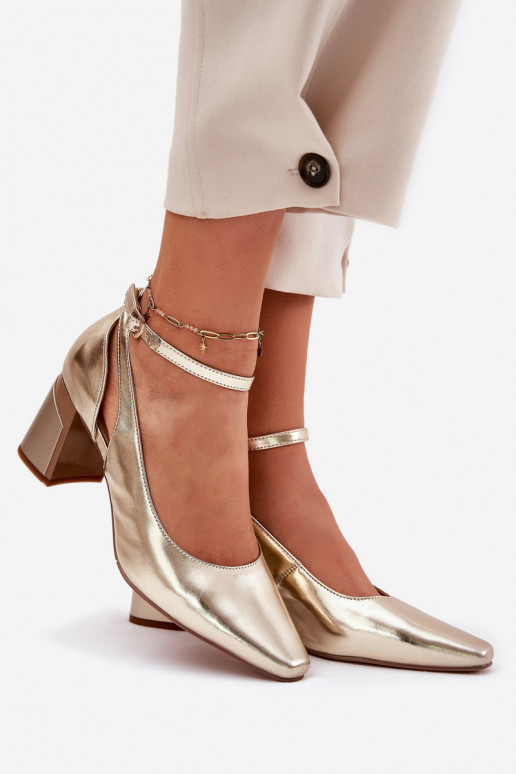 Kurpes ar papēdi  K6816-25 Zelta krāsas   Kurpes ar papēdi  K6816-25 Zelta krāsas