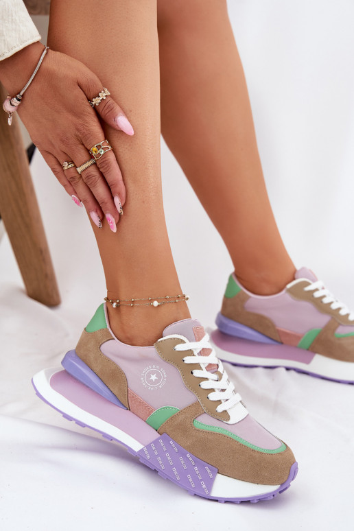 zamšādas  modeļa apavi  ar platformu Big Star RR274815 HI-POLY SYSTEM Rozā krāsas