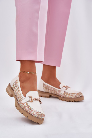   sieviešu mokasīni Ze Zelta krāsasm Detalem Laura Messi 2938 Ziloņkaula krāsas 2