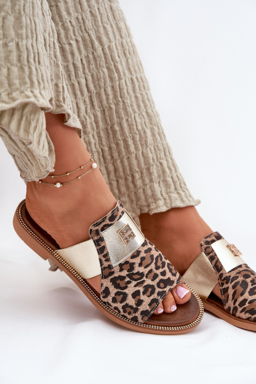 Eleganta stila Čības no dabīgas ādas ar platiem papēžiem Zazoo 40423 ar leoparda kažokādas rakstu Eleganta stila Čības no dabīgas ādas ar platiem papēžiem Zazoo 40423 ar leoparda kažokādas rakstu