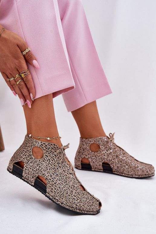  sieviešu zābaki  03426-49 ar leoparda kažokādas rakstu