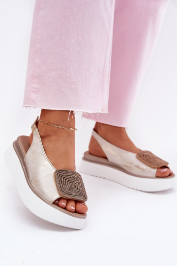 Zazoo 1786 Sieviešu basenes   ar platformu ar ornamentiem Zelta krāsas Przecierany 2