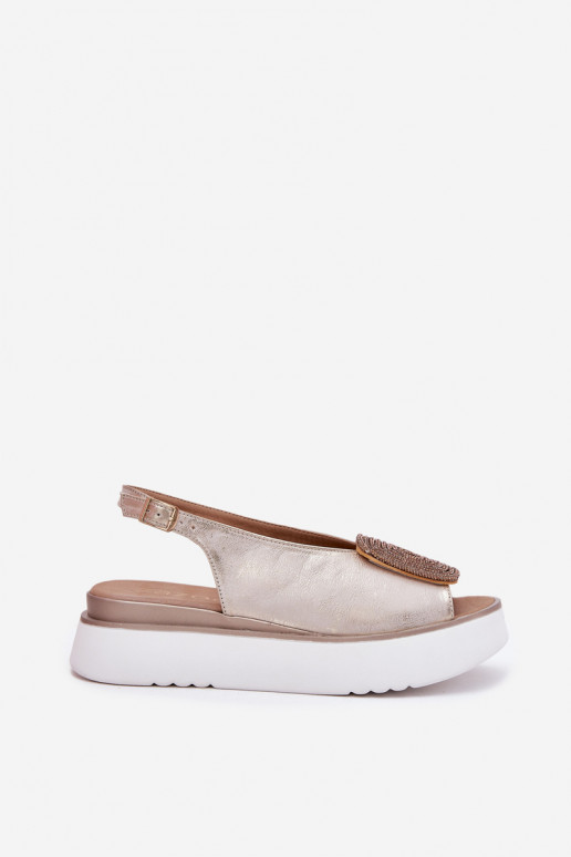 Zazoo 1786 Sieviešu basenes   ar platformu ar ornamentiem Zelta krāsas Przecierany Zazoo 1786 Sieviešu basenes   ar platformu ar ornamentiem Zelta krāsas Przecierany