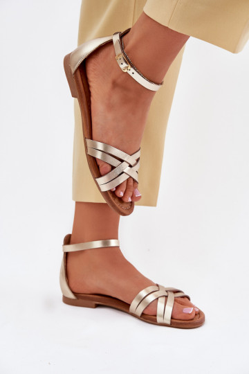 Sieviešu basenes   ar platiem papēžiem  07029-25 Zelta krāsas