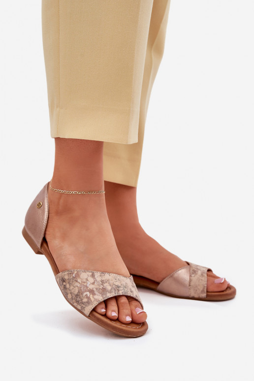 Sieviešu basenes   ar platiem papēžiem  06947-25 Zelta krāsas Sieviešu basenes   ar platiem papēžiem  06947-25 Zelta krāsas