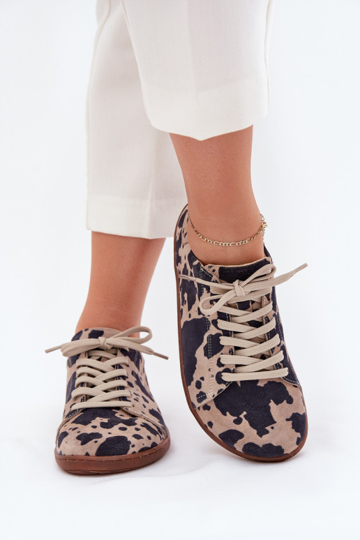 zamšādas brīvā laika apavi Barefoot Łaty Zazoo N1120 brūnas krāsas-smilšu krāsas