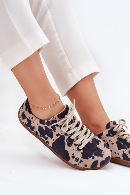 zamšādas brīvā laika apavi Barefoot Łaty Zazoo N1120 brūnas krāsas-smilšu krāsas