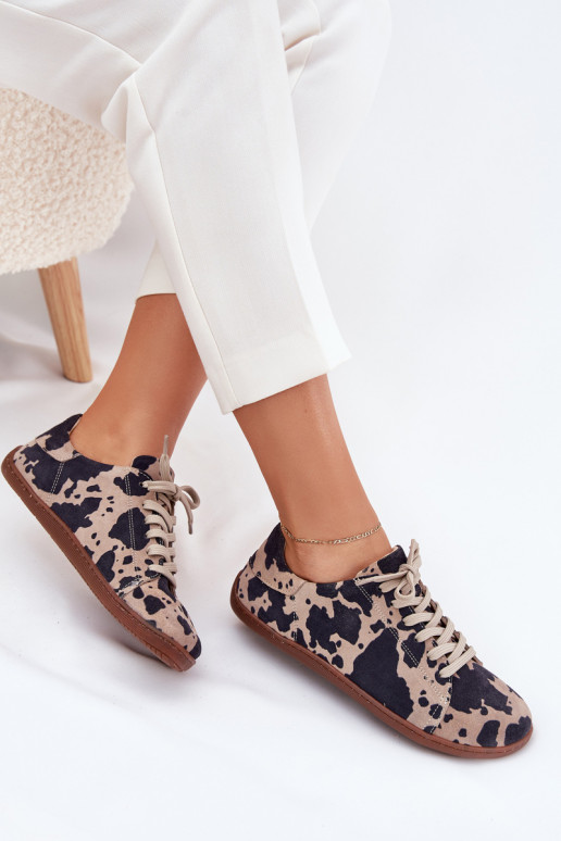 zamšādas brīvā laika apavi Barefoot Łaty Zazoo N1120 brūnas krāsas-smilšu krāsas