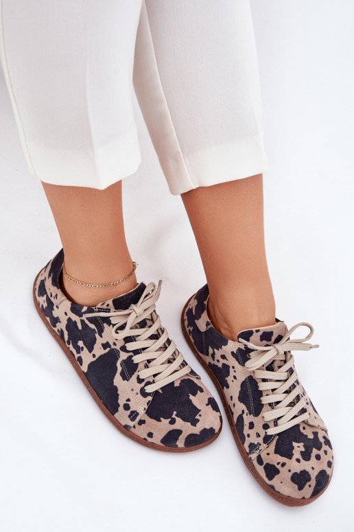 zamšādas brīvā laika apavi Barefoot Łaty Zazoo N1120 brūnas krāsas-smilšu krāsas