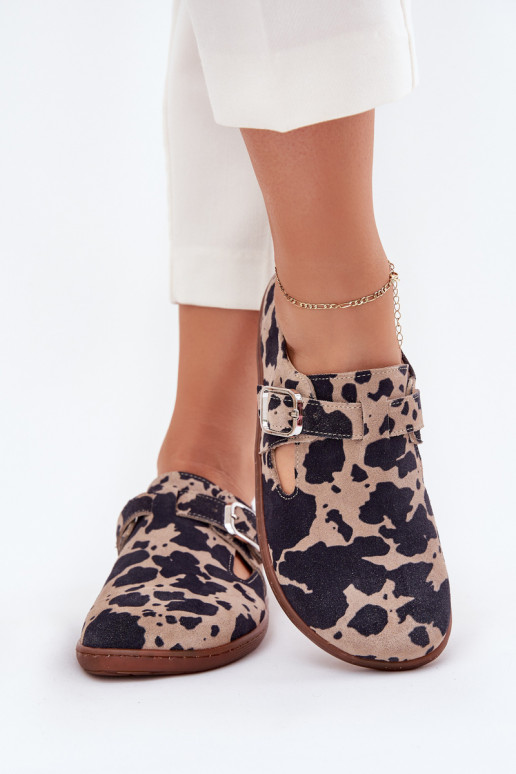 zamšādas apavi Barefoot  ar sprādzēm Łaty Zazoo N1261 brūnas krāsas-smilšu krāsas zamšādas apavi Barefoot  ar sprādzēm Łaty Zazoo N1261 brūnas krāsas-smilšu krāsas