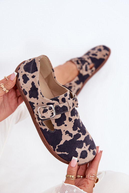 zamšādas apavi Barefoot  ar sprādzēm Łaty Zazoo N1261 brūnas krāsas-smilšu krāsas zamšādas apavi Barefoot  ar sprādzēm Łaty Zazoo N1261 brūnas krāsas-smilšu krāsas