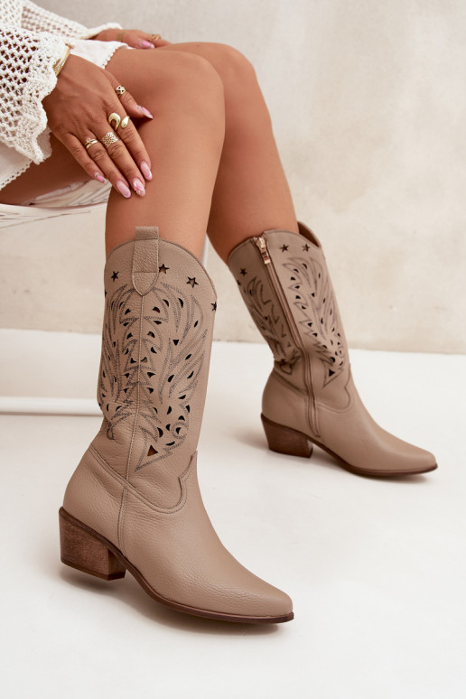   garie zābaki Z Ażurową Cholewką Zazoo 3714 smilšu krāsas