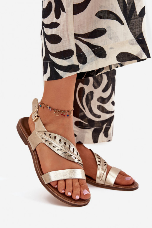 Sieviešu basenes Z Naturalnej Skóry ar platiem papēžiem Zazoo 3564 Zelta krāsas Sieviešu basenes Z Naturalnej Skóry ar platiem papēžiem Zazoo 3564 Zelta krāsas