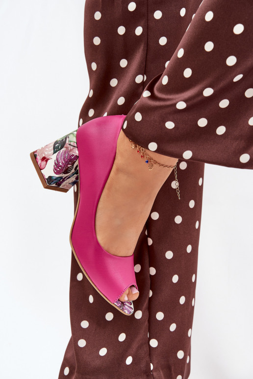 Kurpes ar dekorētiem papēžiem  Shoes 2608/K rozā krāsas   Kurpes ar dekorētiem papēžiem  Shoes 2608/K rozā krāsas