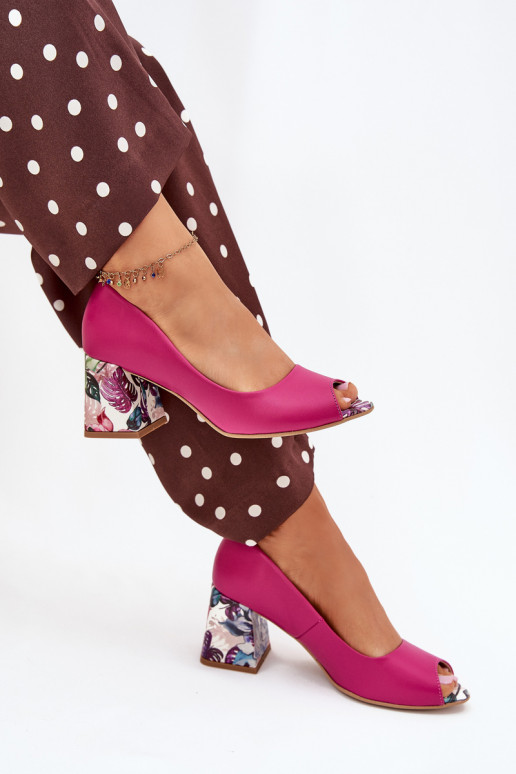Kurpes ar dekorētiem papēžiem  Shoes 2608/K rozā krāsas   Kurpes ar dekorētiem papēžiem  Shoes 2608/K rozā krāsas