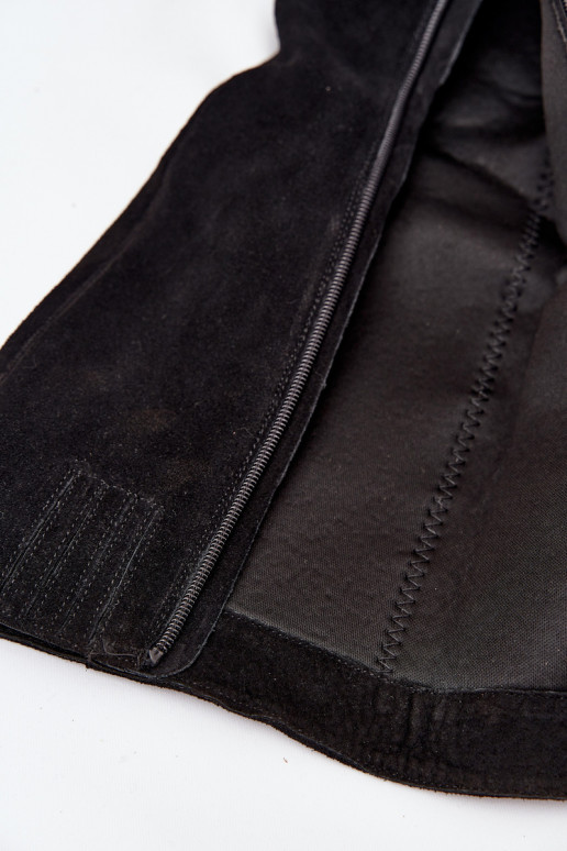 zamšādas garie zābaki ar papēdi  Melns Lissara