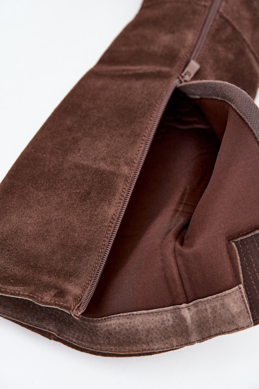 zamšādas garie zābaki ar papēdi  Czekoladowe Lissara