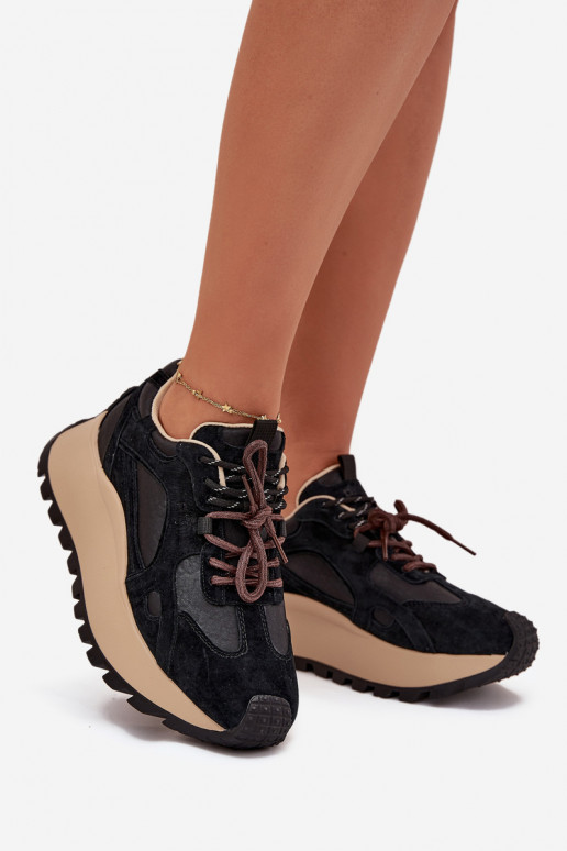    modeļa apavi ar platformu  Big Star SS274628 HI-POLY SYSTEM Melns