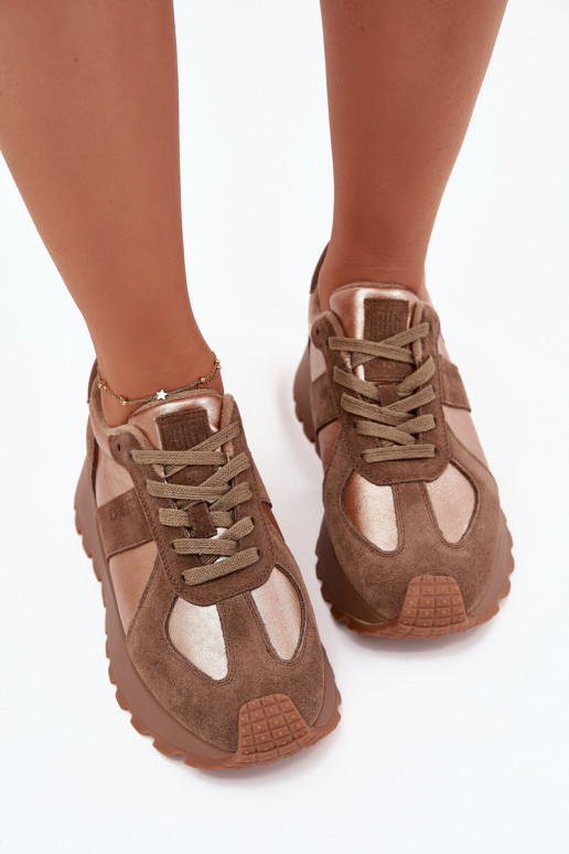 zamšādas  modeļa apavi  siltināti ar platformu Big Star OO274A218 HI-POLY SYSTEM brūnas krāsas