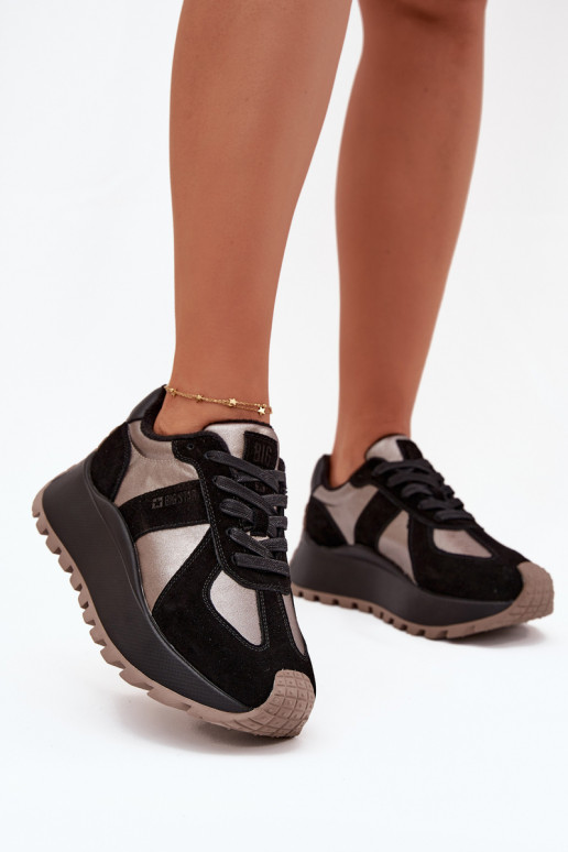 zamšādas  modeļa apavi  siltināti ar platformu Big Star OO274A217 HI-POLY SYSTEM Melns