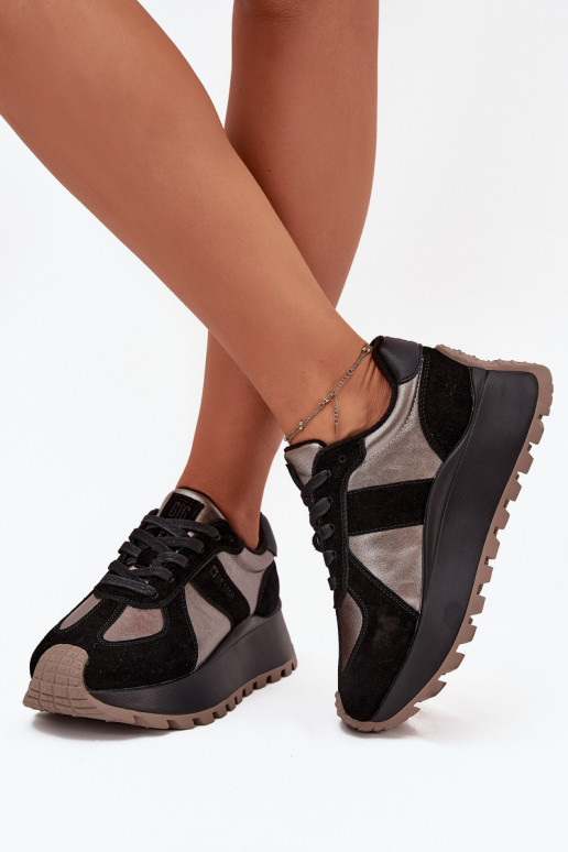 zamšādas  modeļa apavi  siltināti ar platformu Big Star OO274A217 HI-POLY SYSTEM Melns