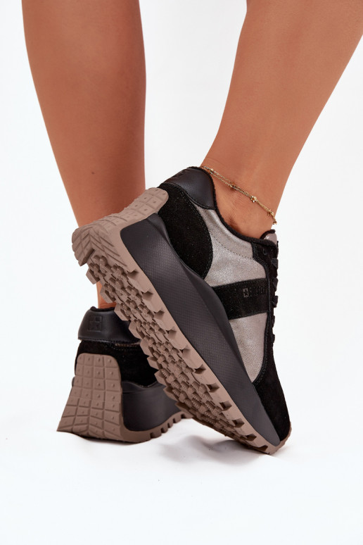 zamšādas  modeļa apavi  siltināti ar platformu Big Star OO274A217 HI-POLY SYSTEM Melns