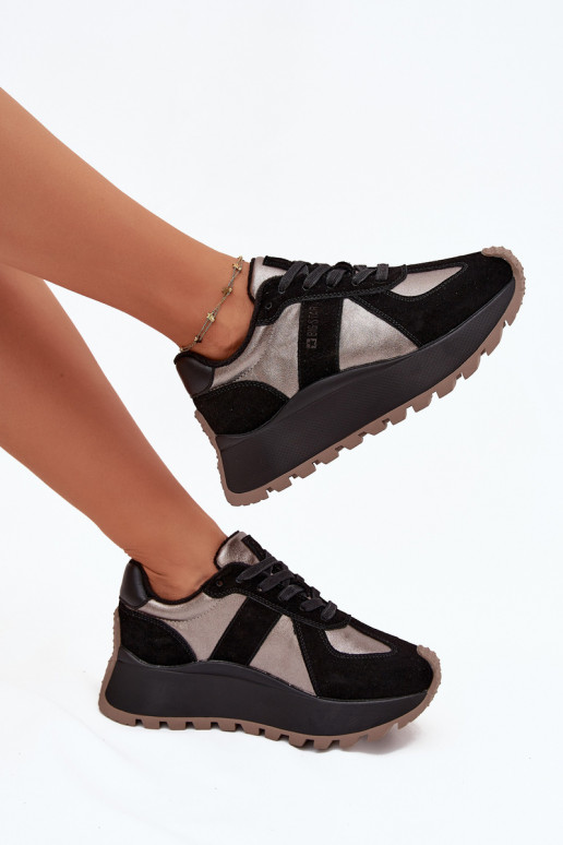 zamšādas  modeļa apavi  siltināti ar platformu Big Star OO274A217 HI-POLY SYSTEM Melns