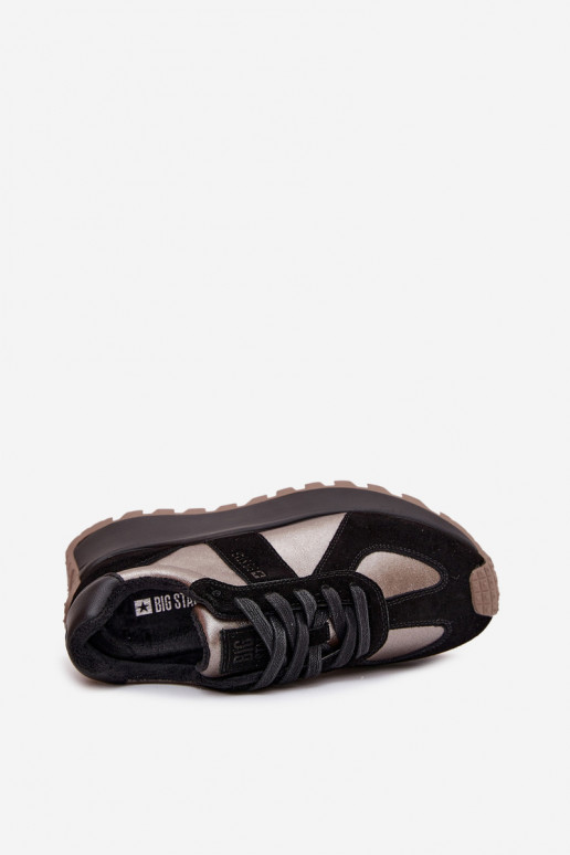 zamšādas  modeļa apavi  siltināti ar platformu Big Star OO274A217 HI-POLY SYSTEM Melns