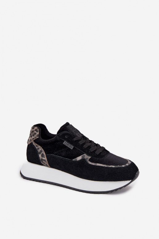 zamšādas  modeļa apavi  Big Star OO274A312 HI-POLY SYSTEM Melns ar leoparda kažokādas rakstu