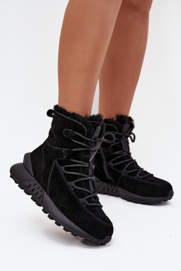 zamšādas sniega apavi  ar kažokādu Big Star SS274319 Melns 2